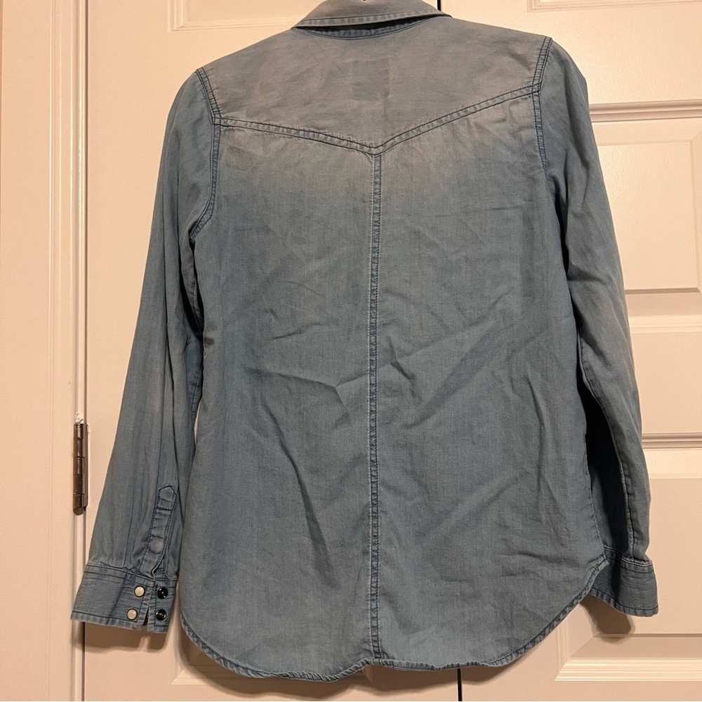 American Eagle Outfitters Blue Denim Casual Shirt - Picture 7 of 10